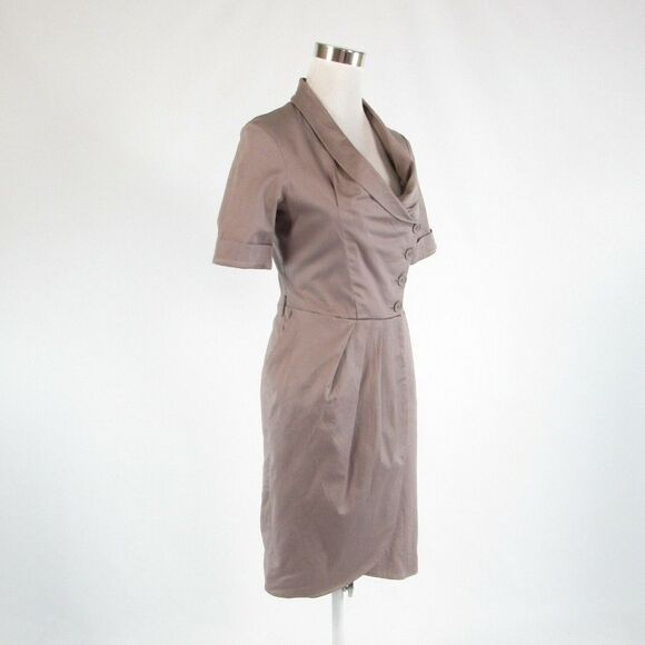 Taupe REISS wrap dress 6 - Picture 3 of 8